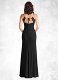 Ciara Mermaid Bow Mesh Floor-Length Dress black STKP0022715