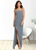 Jadyn Sheath Corset Luxe Knit Floor-Length Dress dusty blue STKP0022719