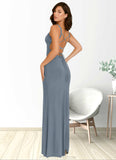 Jadyn Sheath Corset Luxe Knit Floor-Length Dress dusty blue STKP0022719