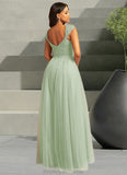 Marisa A-Line Pleated Tulle Floor-Length Dress Dusty Sage STKP0022722