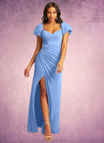 Hedwig Mermaid Convertible Mesh Floor-Length Dress Steel Blue STKP0022733