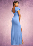 Hedwig Mermaid Convertible Mesh Floor-Length Dress Steel Blue STKP0022733