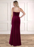 Aryanna Mermaid Velvet Floor-Length Dress Cabernet STKP0022736