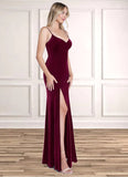 Aryanna Mermaid Velvet Floor-Length Dress Cabernet STKP0022736