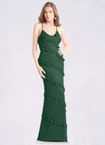 Carissa Mermaid Mesh Floor-Length Dress Dark Green STKP0022739