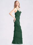 Carissa Mermaid Mesh Floor-Length Dress Dark Green STKP0022739