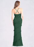 Carissa Mermaid Mesh Floor-Length Dress Dark Green STKP0022739