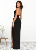 Trinity Sheath Pleated Luxe Knit Floor-Length Dress black STKP0022743