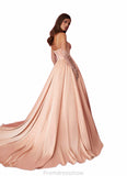 Anabel Beaded Sweetheart Cowl Dropwaist Stretch Satin Ball Gown English Rose STKP0022753