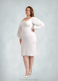 Ireland Sheath Square Neckline Stretch Crepe Knee-Length Dress Diamond White STKP0022754