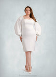 Ireland Sheath Square Neckline Stretch Crepe Knee-Length Dress Diamond White STKP0022754