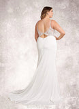 Makenna Mermaid Sweetheart Sequins Crepe Back Satin Chapel Train Dress Diamond White STKP0022755