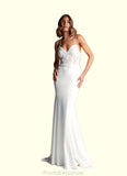 Ashanti Mermaid Sweetheart Sequins Stretch Crepe Chapel Train Dress Diamond White/Champagne STKP0022764