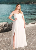 Patricia A-Line Off the Shoulder Chiffon Floor-Length Dress Diamond White STKP0022768