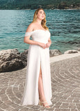 Patricia A-Line Off the Shoulder Chiffon Floor-Length Dress Diamond White STKP0022768