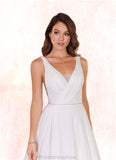 Marley A-Line Pleated Chiffon Chapel Train Dress Diamond White STKP0022786