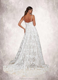 Lily A-Line Organza Chapel Train Dress Diamond White/Frost STKP0022791