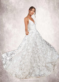 Lily A-Line Organza Chapel Train Dress Diamond White/Frost STKP0022791