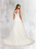 Rose Ball-Gown Lace Tulle Chapel Train Dress Diamond White STKP0022794