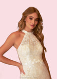 Jaylah Mermaid Sequins Lace Chapel Train Dress Diamond White/Champagne STKP0022796