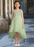 Nevaeh Ball-Gown Lace Tulle Asymmetrical Dress Dusty Sage STKP0022802