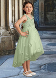 Nevaeh Ball-Gown Lace Tulle Asymmetrical Dress Dusty Sage STKP0022802