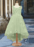 Nevaeh Ball-Gown Lace Tulle Asymmetrical Dress Dusty Sage STKP0022802