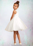 Riley A-Line Lace Organza Knee-Length Dress Diamond White STKP0022811