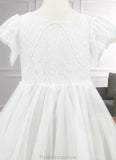 Alison A-Line Lace Tulle Knee-Length Dress Diamond White STKP0022813