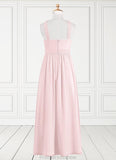 Sharon A-Line Pleated Chiffon Floor-Length Junior Bridesmaid Dress Blushing Pink STKP0022849