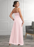 Kyla A-Line Lace Chiffon Floor-Length Junior Bridesmaid Dress Blushing Pink STKP0022853