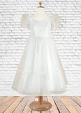 Vanessa Ball-Gown Sweetheart Neckline Organza Knee-Length Dress Diamond White STKP0022854