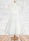 Vanessa Ball-Gown Sweetheart Neckline Organza Knee-Length Dress Diamond White STKP0022854