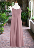 Kathleen A-Line Chiffon Floor-Length Junior Bridesmaid Dress dusty rose STKP0022856