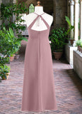 Kathleen A-Line Chiffon Floor-Length Junior Bridesmaid Dress dusty rose STKP0022856