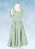 Allisson A-Line Pleated Chiffon Mini Junior Bridesmaid Dress Agave STKP0022864