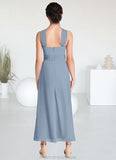 Quinn A-Line Pleated Chiffon Ankle-Length Junior Bridesmaid Dress dusty blue STKP0022866