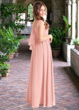 Jacquelyn A-Line Pleated Chiffon Floor-Length Junior Bridesmaid Dress Rosette STKP0022868