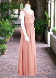 Jacquelyn A-Line Pleated Chiffon Floor-Length Junior Bridesmaid Dress Rosette STKP0022868