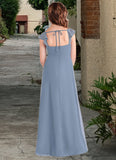 Louise A-Line Sweetheart Neckline Chiffon Floor-Length Junior Bridesmaid Dress dusty blue STKP0022869