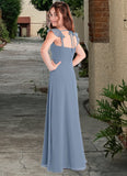 Louise A-Line Sweetheart Neckline Chiffon Floor-Length Junior Bridesmaid Dress dusty blue STKP0022869