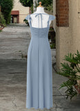 Louise A-Line Sweetheart Neckline Chiffon Floor-Length Junior Bridesmaid Dress dusty blue STKP0022869