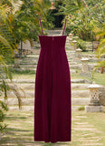 Katharine A-Line Velvet Floor-Length Junior Bridesmaid Dress Cabernet STKP0022870