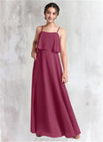 Madeline A-Line Ruched Chiffon Floor-Length Junior Bridesmaid Dress Mulberry STKP0022874