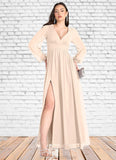 Ina Kelly Cream Long Sleeve Maxi Dress Atelier Dresses | Azazie STKP0022893