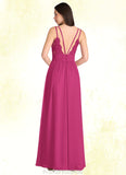 Sydney April Hot Pink V Neck Maxi Dress Atelier Dresses | Azazie STKP0022895