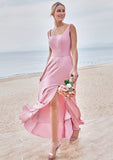 A-line Square Neckline Sleeveless Ankle-Length Stretch Satin Bridesmaid Dresses Jaylin STKP0025231