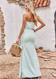 Sheath/Column Strapless Sleeveless Floor-Length Stretch Crepe Bridesmaid Dresses Joselyn STKP0025239