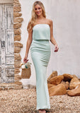 Sheath/Column Strapless Sleeveless Floor-Length Stretch Crepe Bridesmaid Dresses Joselyn STKP0025239