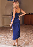 Sheath/Column V Neck Sleeveless Asymmetrical Stretch Satin Bridesmaid Dresses with Pleated Kathleen STKP0025245